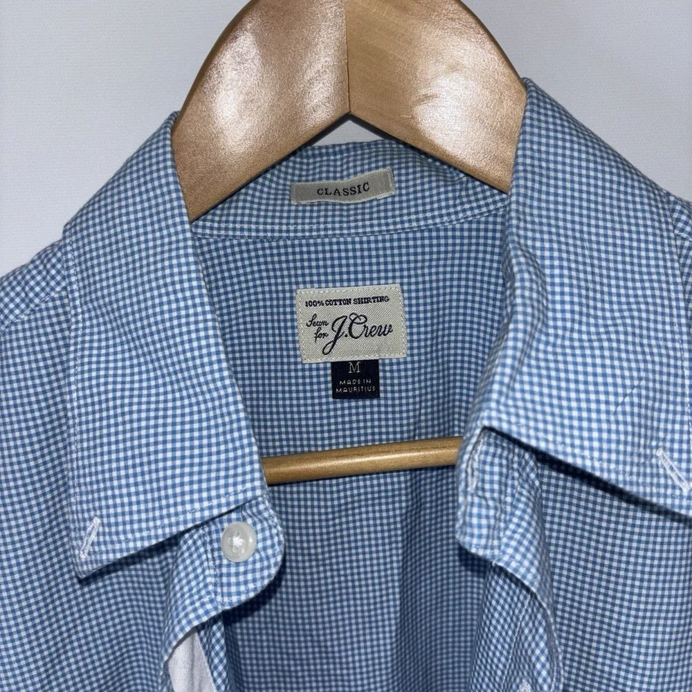J.Crew Classic Fit Blue Check Dress Shirt Men's Medium 100% Cotton